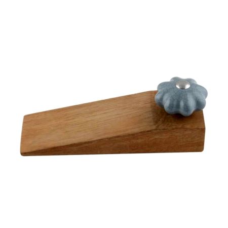 Grey Crackle Melon Ceramic Wooden Door Stopper